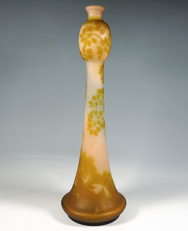 Large Emile Galle Art Nouveau cameo vase umbellifers Umbelliferous Nancy France 1904-06