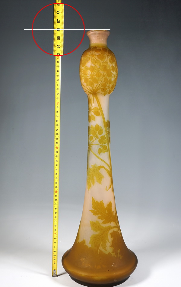 Large Emile Galle Art Nouveau cameo vase umbellifers Umbelliferous Nancy France 1904-06