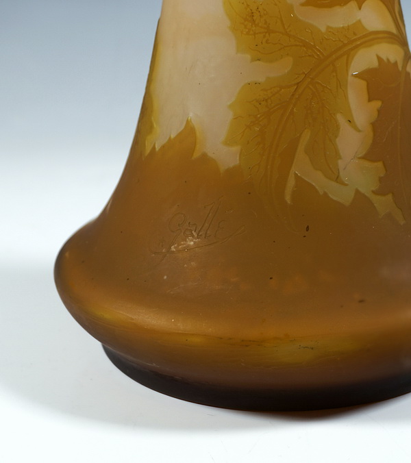 Large Emile Galle Art Nouveau cameo vase umbellifers Umbelliferous Nancy France 1904-06