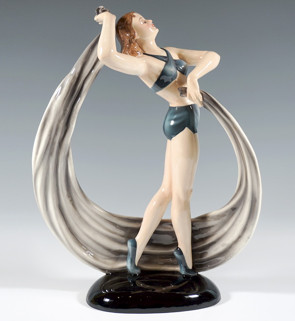 Large Keramos Figurine Dancer with cloth Dancer with cloth Stephan Dakon circa 1945
