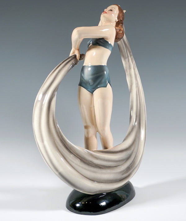 Large Keramos Figurine Dancer with cloth Dancer with cloth Stephan Dakon circa 1945
