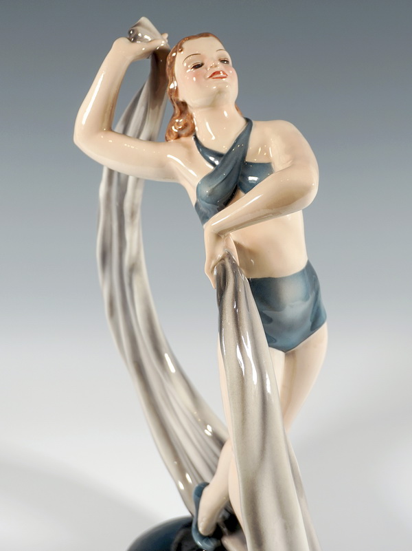 Large Keramos Figurine Dancer with cloth Dancer with cloth Stephan Dakon circa 1945