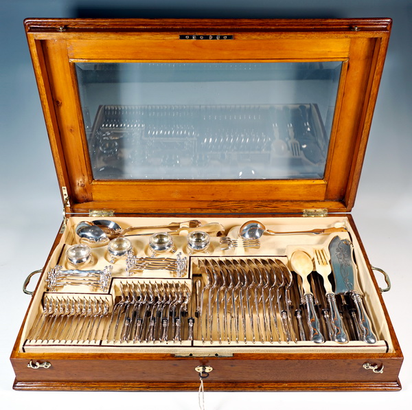 Art Nouveau Silver Cutlery Set Art Nouveau silver cutlery 12 people 112 pieces Austria-Hungary ca 1900