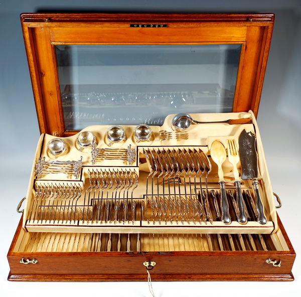 Art Nouveau Silver Cutlery Set Art Nouveau silver cutlery 12 people 112 pieces Austria-Hungary ca 1900