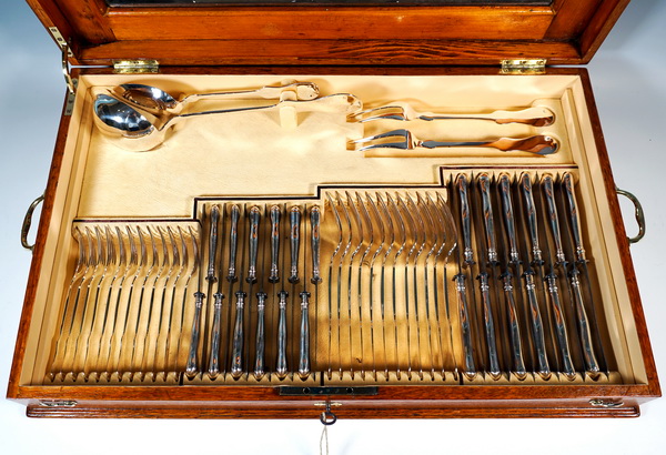 Art Nouveau Silver Cutlery Set Art Nouveau silver cutlery 12 people 112 pieces Austria-Hungary ca 1900