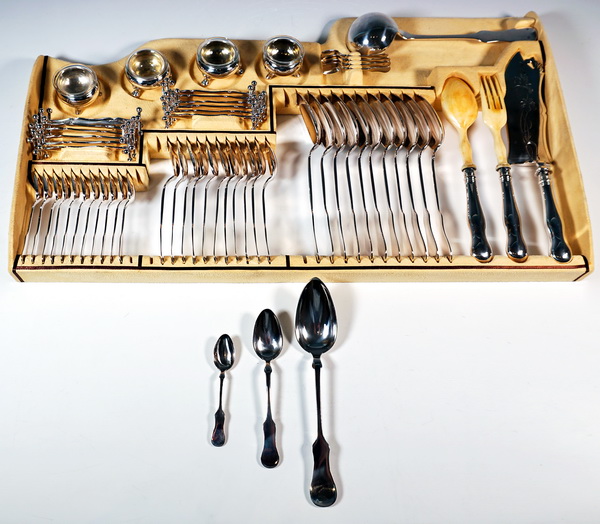 Art Nouveau Silver Cutlery Set Art Nouveau silver cutlery 12 people 112 pieces Austria-Hungary ca 1900